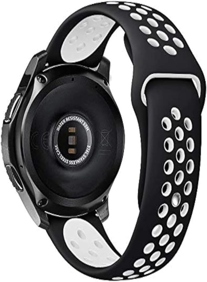 Smart Band Classic Watch Soft Breathable Silicone Replacement Strap for Samsung Gear S3-22mm, Black and White